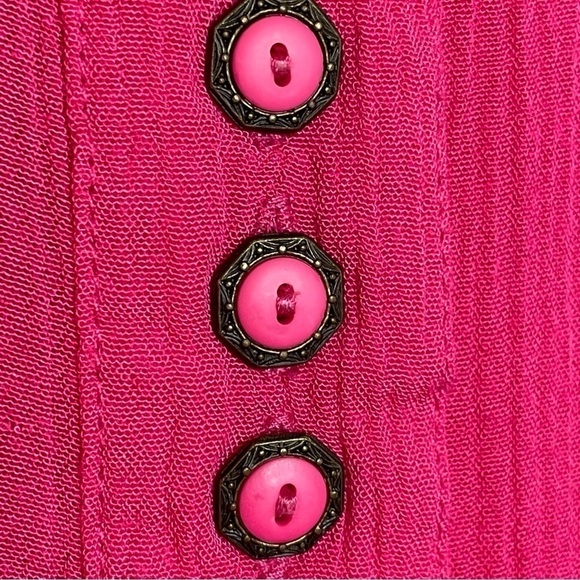 Vintage 80s 90s magenta pink oversized boxy relaxed fit short sleeve blouse top - Picture 11 of 16